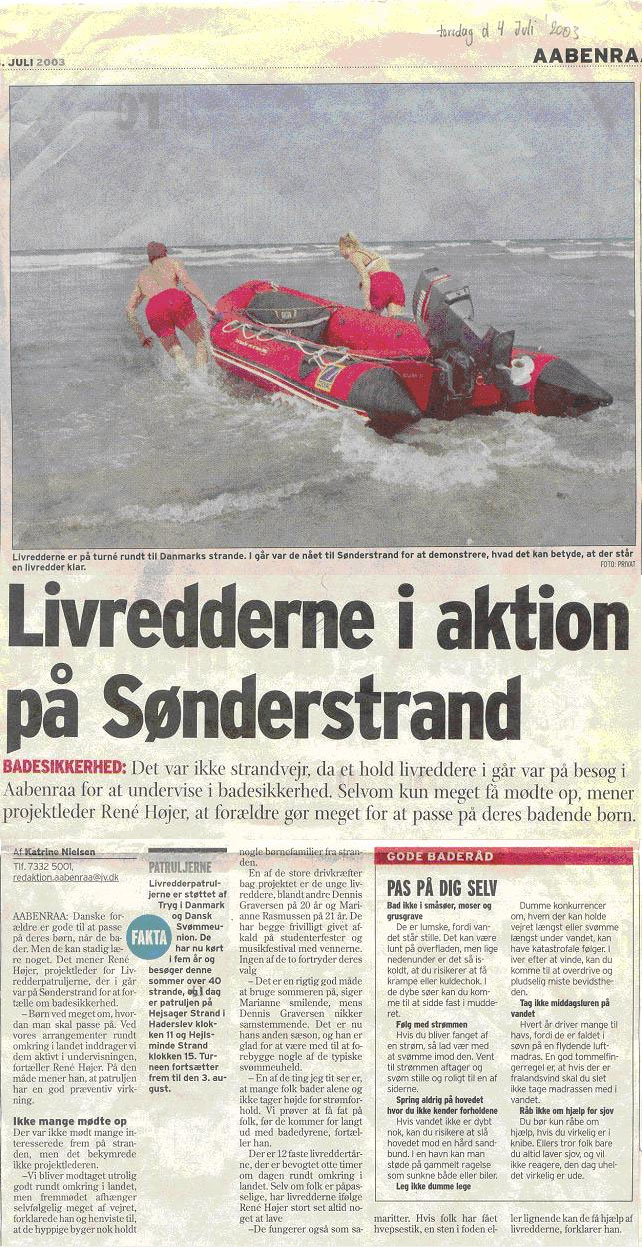 Livredderne i aktion p� S�nderstrand - Artikel af Katrine Nielsen
